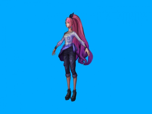 Purple hair free 3d model - download obj file